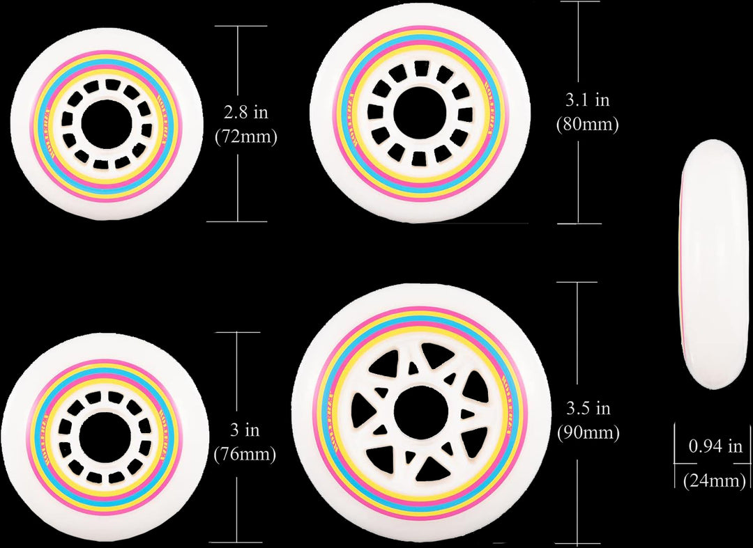 Rollerex Lollipop Boardwalk 85A Inline Wheels 8-Pack 72-90mm w/Bearings Set