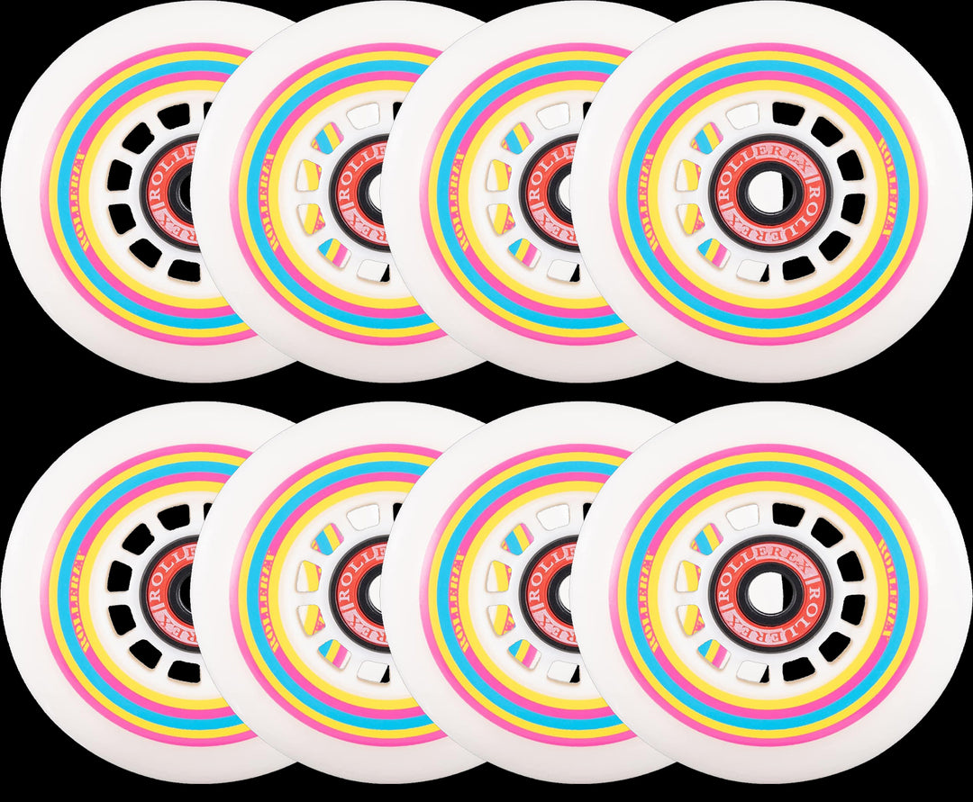 Rollerex Lollipop Boardwalk 85A Inline Wheels 8-Pack 72-90mm w/Bearings Set