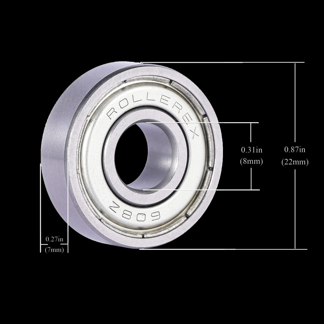 Rollerex Atlas 608ZZ Skate Bearings 20-Pack ABEC-5 / ABEC-1 - Dual Shield