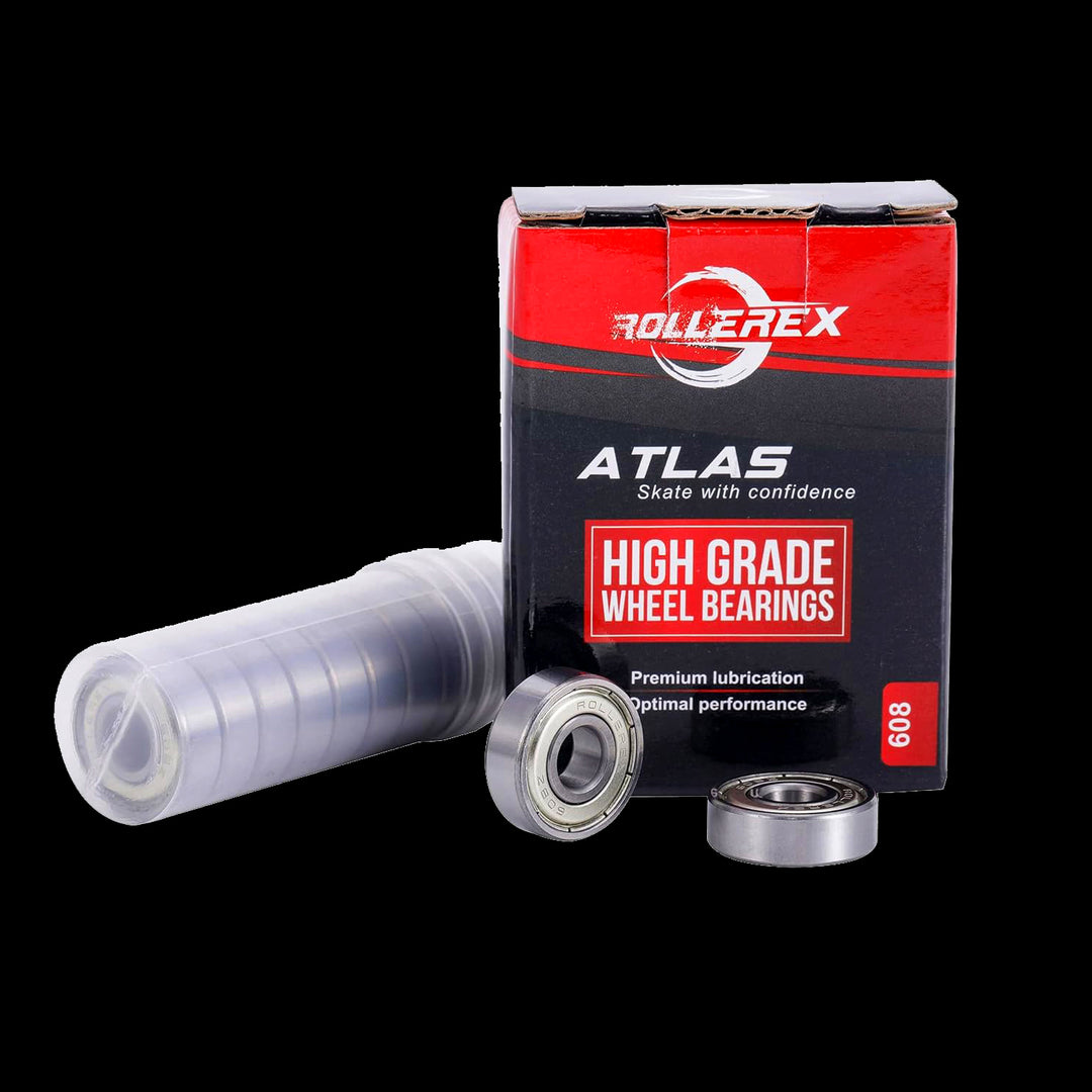 Rollerex Atlas 608ZZ Skate Bearings 20-Pack ABEC-5 / ABEC-1 - Dual Shield