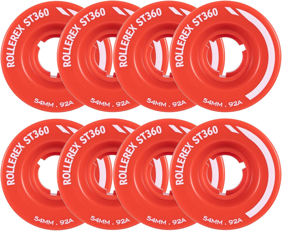 Rollerex ST360 92A 54mm Roller Skate Wheels 8-Pack Optional Bearings Set