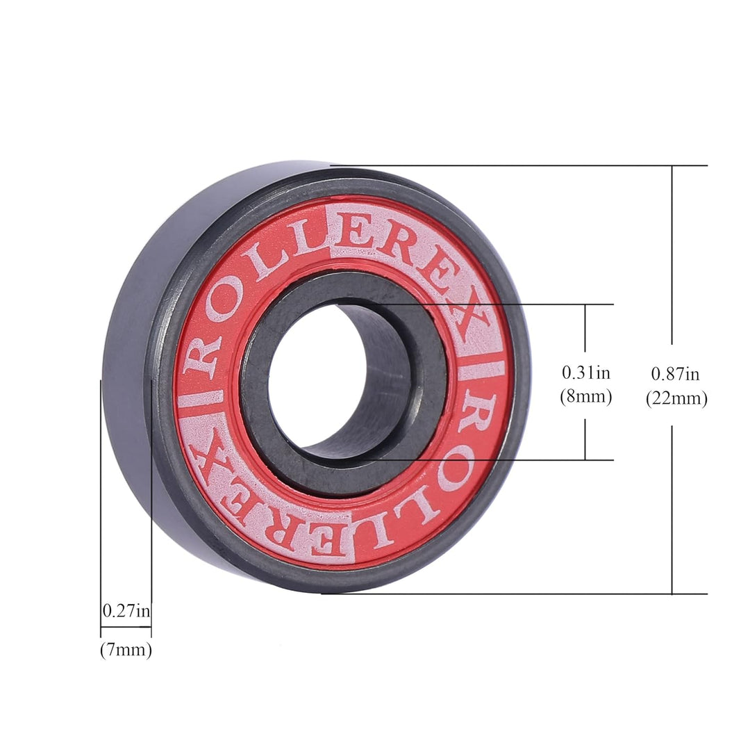 Rollerex Titan 608-2RS Ceramic Skate Bearings 8-Pack ABEC-7 - Silicon Nitride