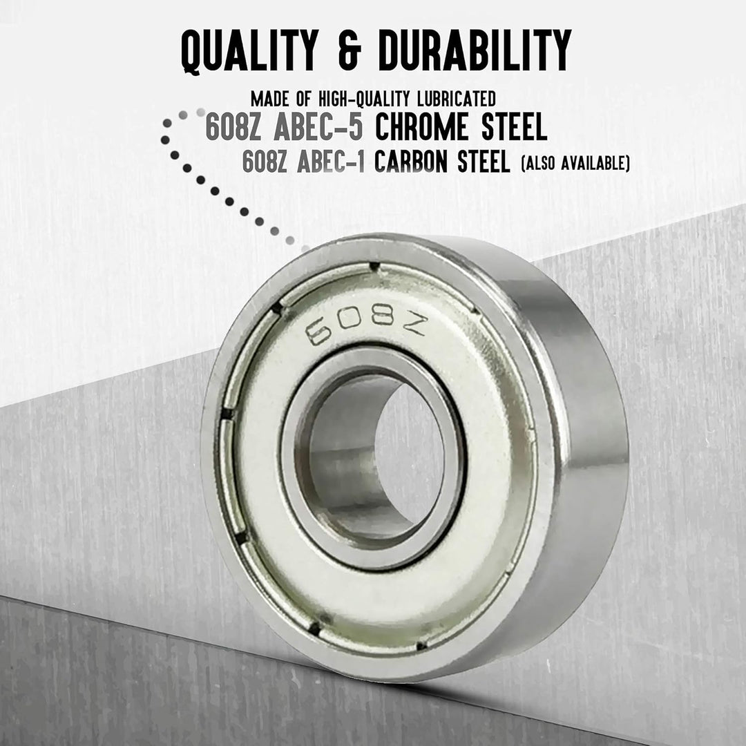 Rollerex Atlas 608ZZ Skate Bearings 20-Pack ABEC-5 / ABEC-1 - Dual Shield