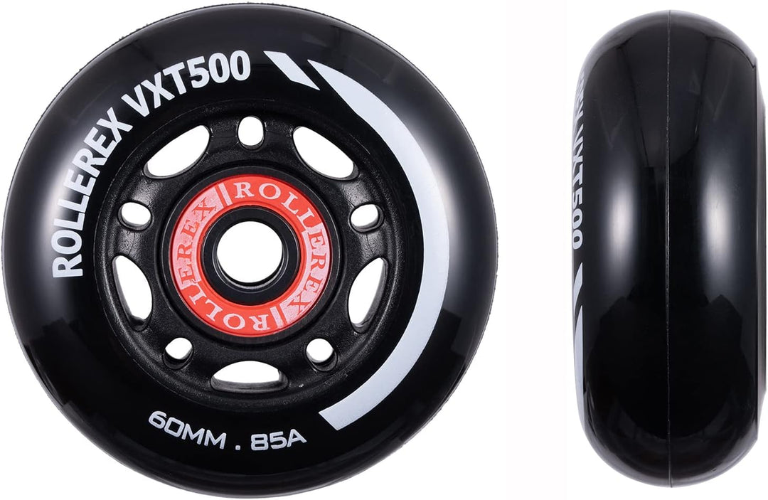 Rollerex VXT100 85A Kids Inline Skate Wheels 2-Pack 60-90mm - w/Bearings