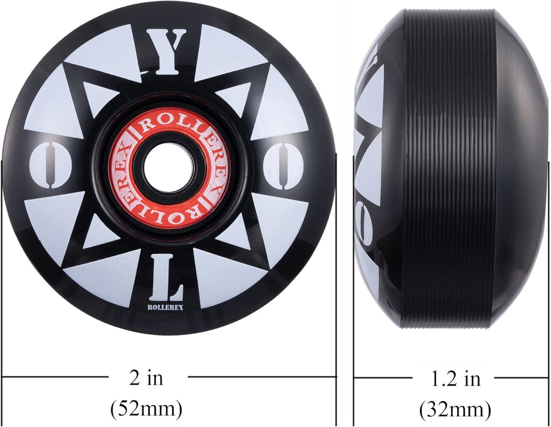 Rollerex YOLO 92A 52mm Skateboard Wheels 4-Pack w/Bearings - 32mm Width