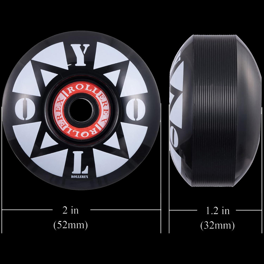 Rollerex YOLO 92A 52mm Skateboard Wheels 4-Pack w/Bearings - 32mm Width