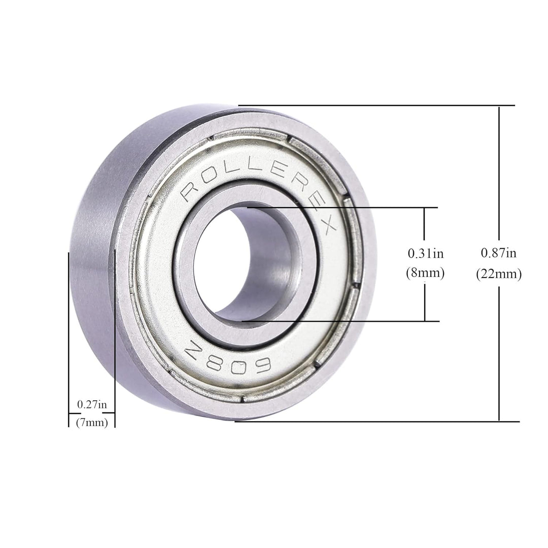 Rollerex Atlas 608ZZ Skate Bearings 20-Pack ABEC-5 / ABEC-1 - Dual Shield