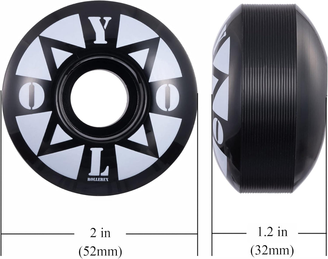 Rollerex YOLO 92A 52mm Skateboard Wheels 4-Pack - 32mm Width Cruiser Wheels