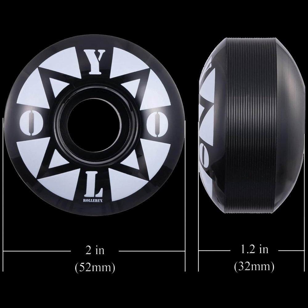Rollerex YOLO 92A 52mm Skateboard Wheels 4-Pack - 32mm Width Cruiser Wheels
