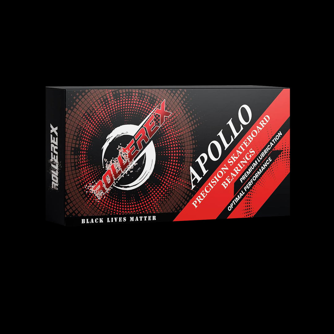 Rollerex Apollo 608-2RS Skate Bearings 8-Pack ABEC-1 - Chrome Steel