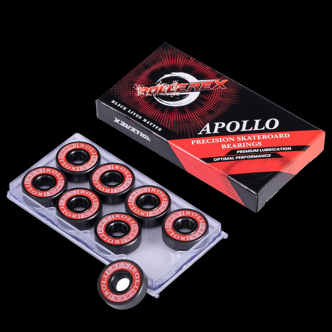 Rollerex Apollo 608-2RS Skate Bearings 8-Pack ABEC-1 - Chrome Steel
