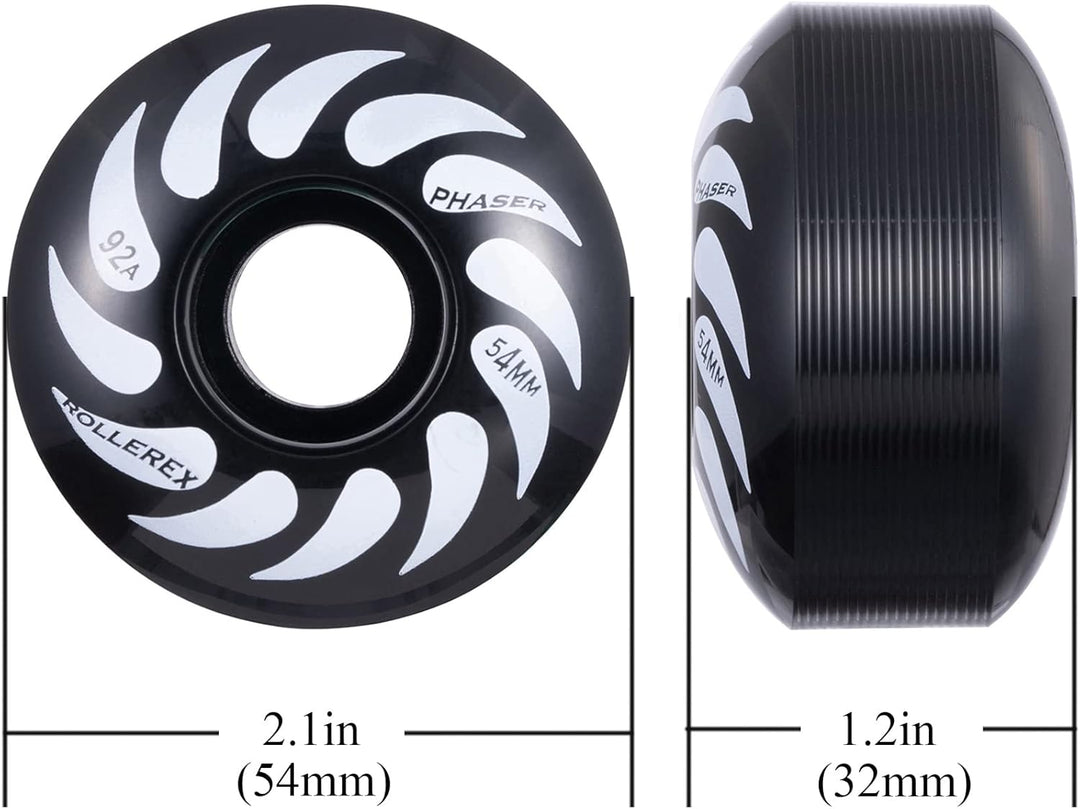 Rollerex Phaser 92A 54mm Skateboard Wheels 4-Pack 32mm Width - 3 Colors