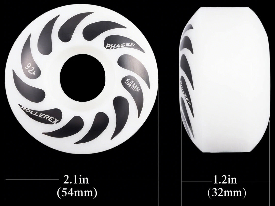 Rollerex Phaser 92A 54mm Skateboard Wheels 4-Pack 32mm Width - 3 Colors