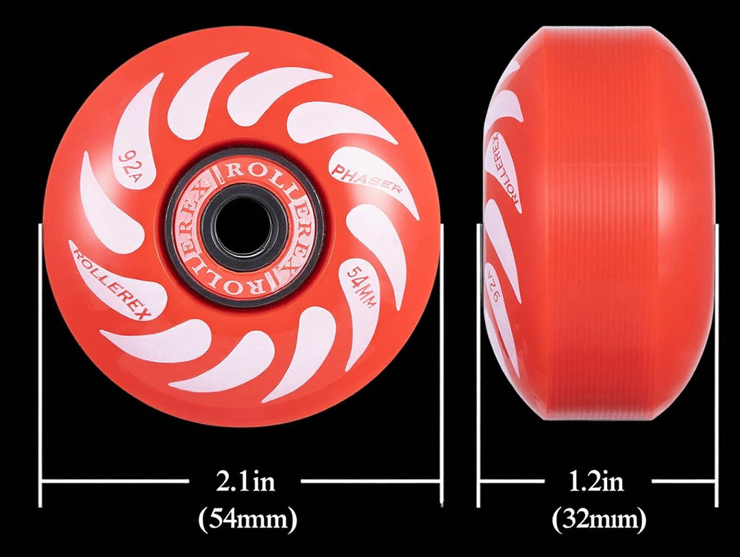 Rollerex Phaser 92A 54mm Skateboard Wheels 4-Pack w/Bearings - 3 Colors