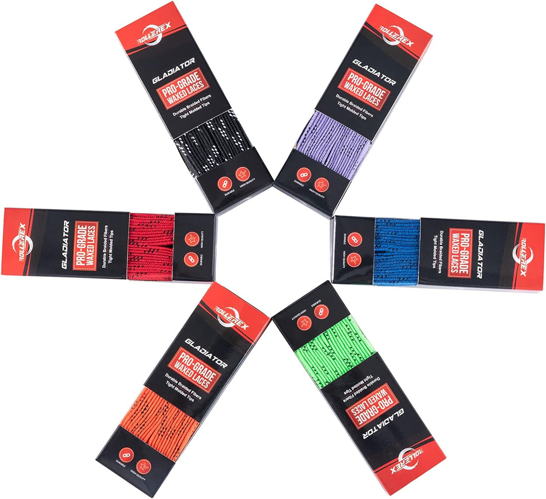 Rollerex Gladiator Waxed Hockey Skate Laces 72" to 120" - Multiple Colors