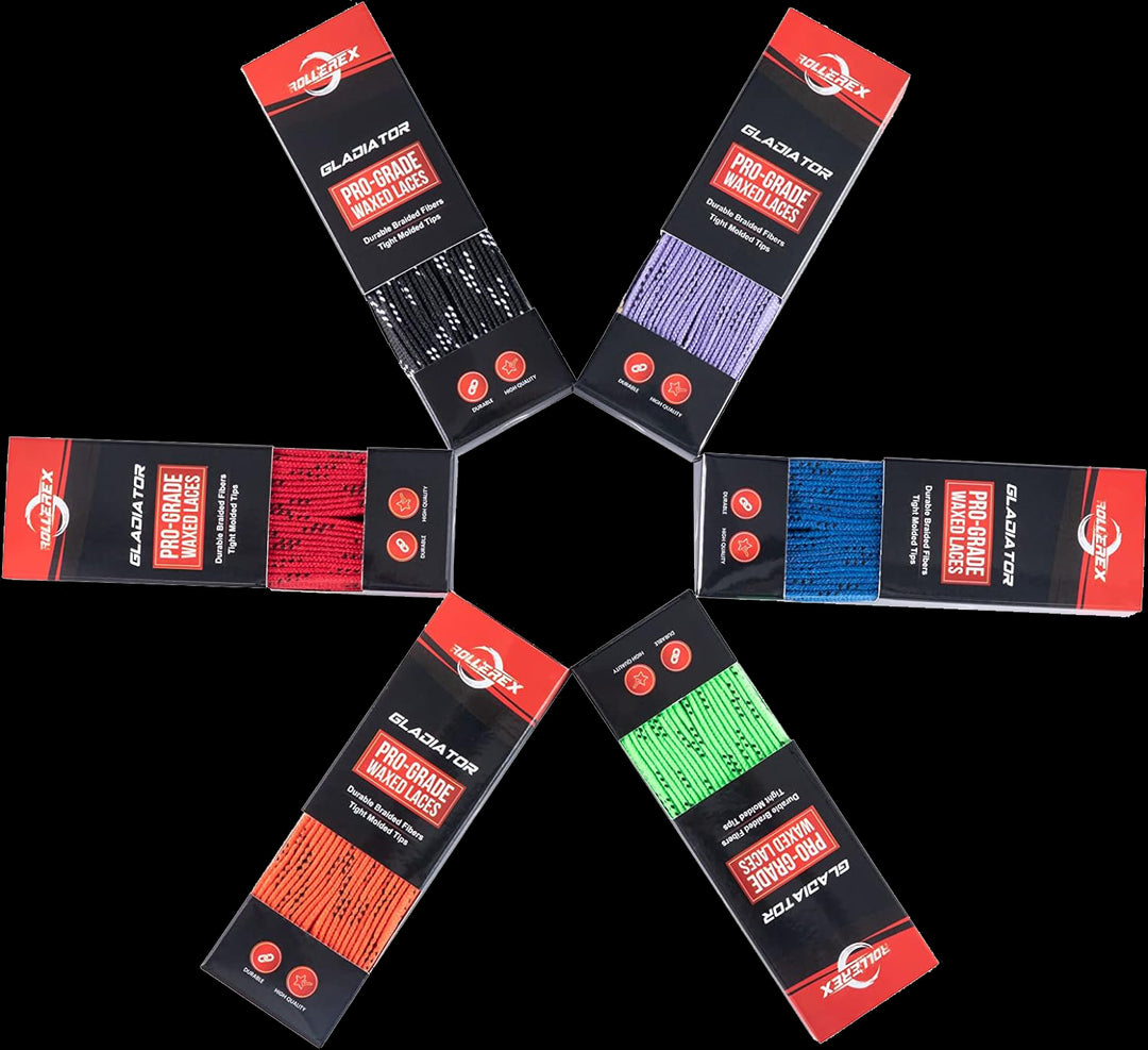 Rollerex Gladiator Waxed Hockey Skate Laces 72" to 120" - Multiple Colors