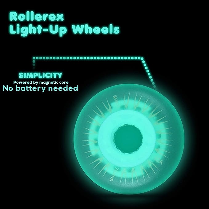 Rollerex Glowrider 92A LED Light-Up Inline Wheels 2-Pack 72-80mm - 4 Colors