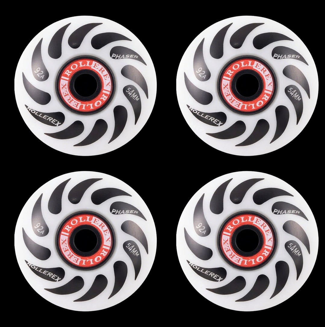 Rollerex Phaser 92A 54mm Skateboard Wheels 4-Pack w/Bearings - 3 Colors