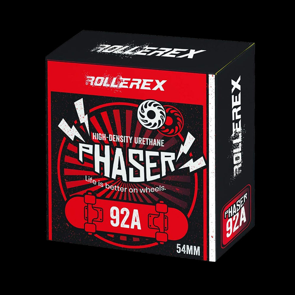 Rollerex Phaser 92A 54mm Skateboard Wheels 4-Pack w/Bearings - 3 Colors