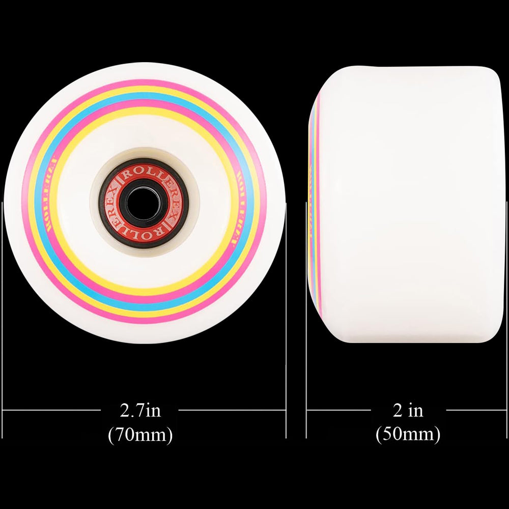 Rollerex Lollipop 76A 70mm Longboard Wheels 4-Pack - Optional Bearings Set