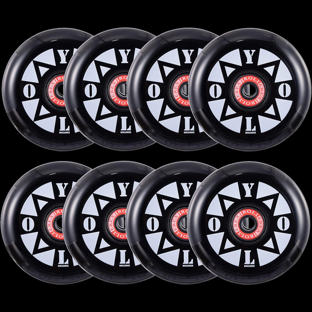 Rollerex YOLO 85A Inline Skate Wheels 8-Pack 80mm w/Bearings Set