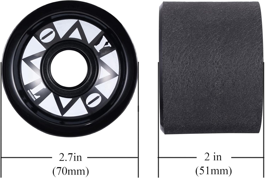 Rollerex YOLO 76A 70mm Longboard Wheels 4-Pack - For Cruising & Carving