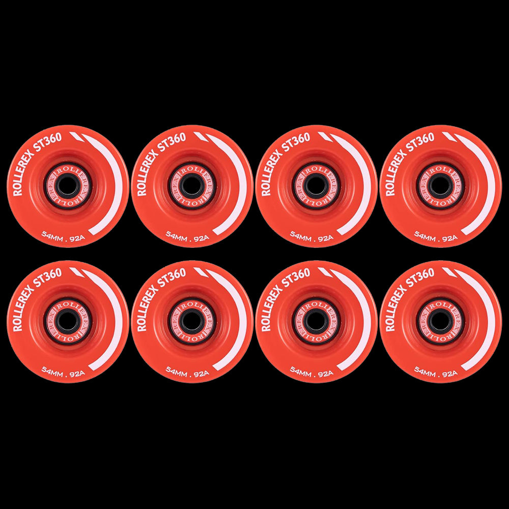Rollerex ST360 92A 54mm Roller Skate Wheels 8-Pack Optional Bearings Set