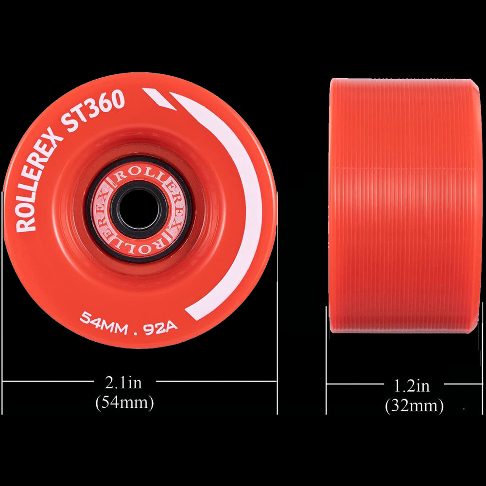 Rollerex ST360 92A 54mm Roller Skate Wheels 8-Pack Optional Bearings Set