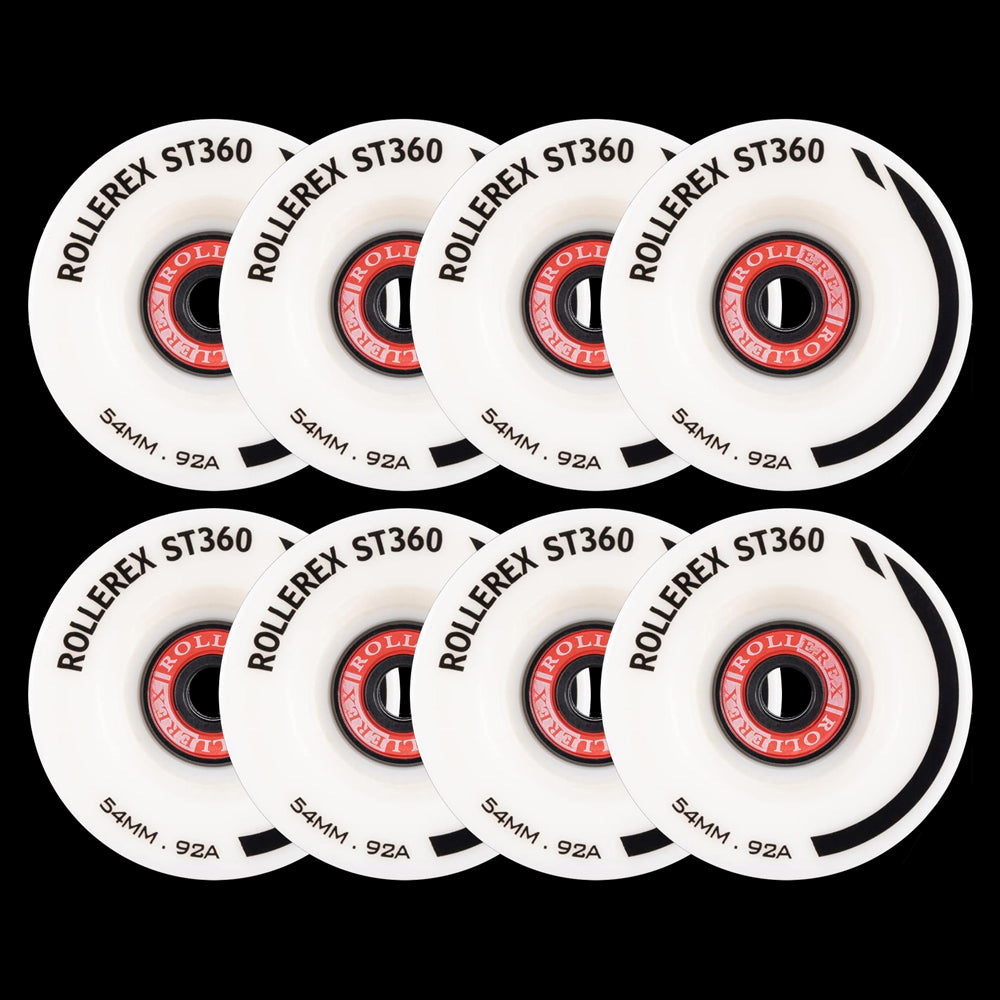 Rollerex ST360 92A 54mm Roller Skate Wheels 8-Pack Optional Bearings Set