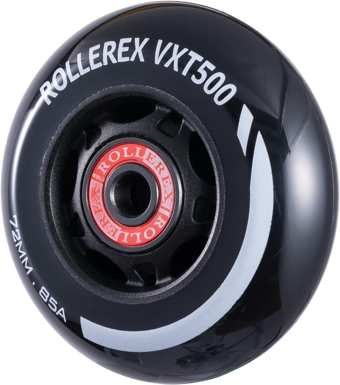 Rollerex VXT500 Inline Skate Wheels 4-Pack 80mm 85A - Optional Bearings