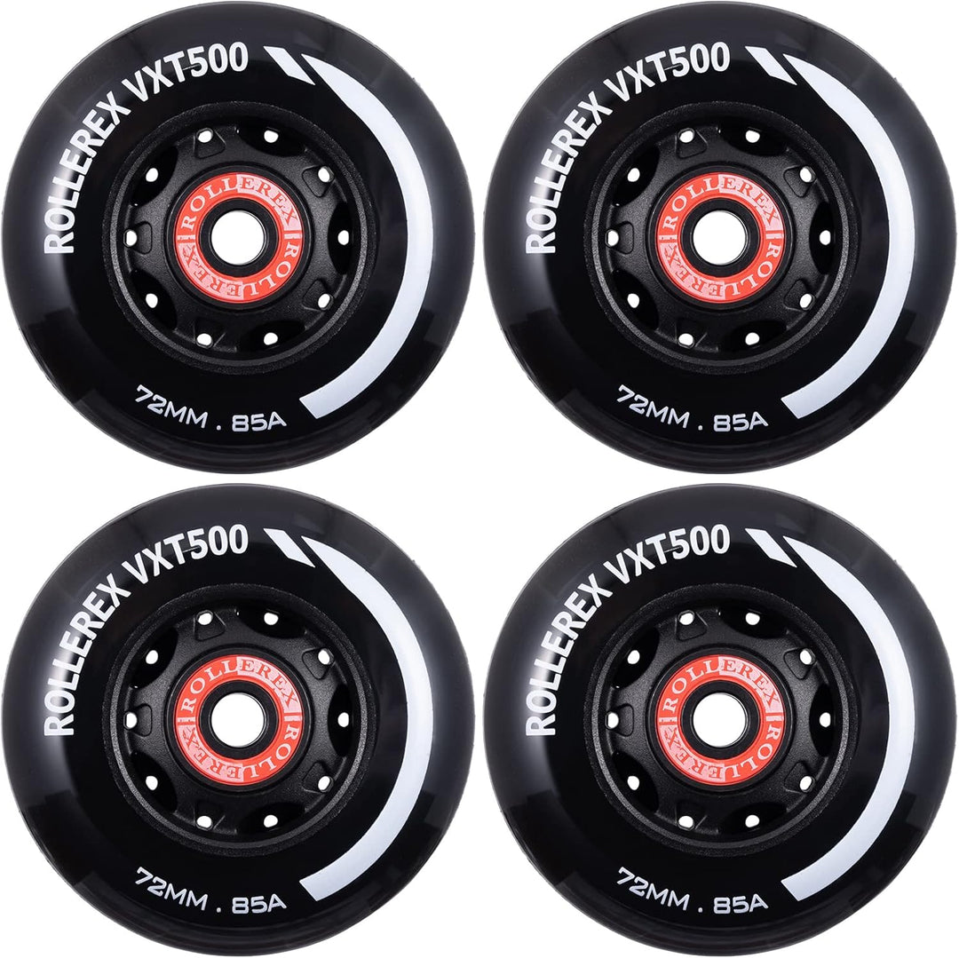 Rollerex VXT500 Inline Skate Wheels 4-Pack 80mm 85A - Optional Bearings