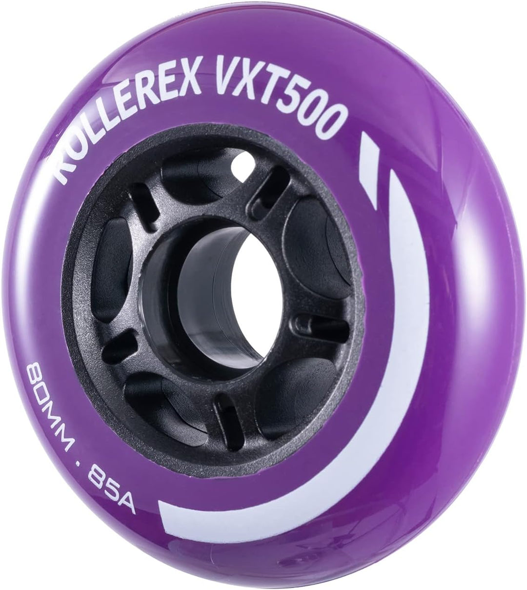 Rollerex VXT500 85A Inline Skate Wheels 8-Pack 72-80mm - 6 Colors