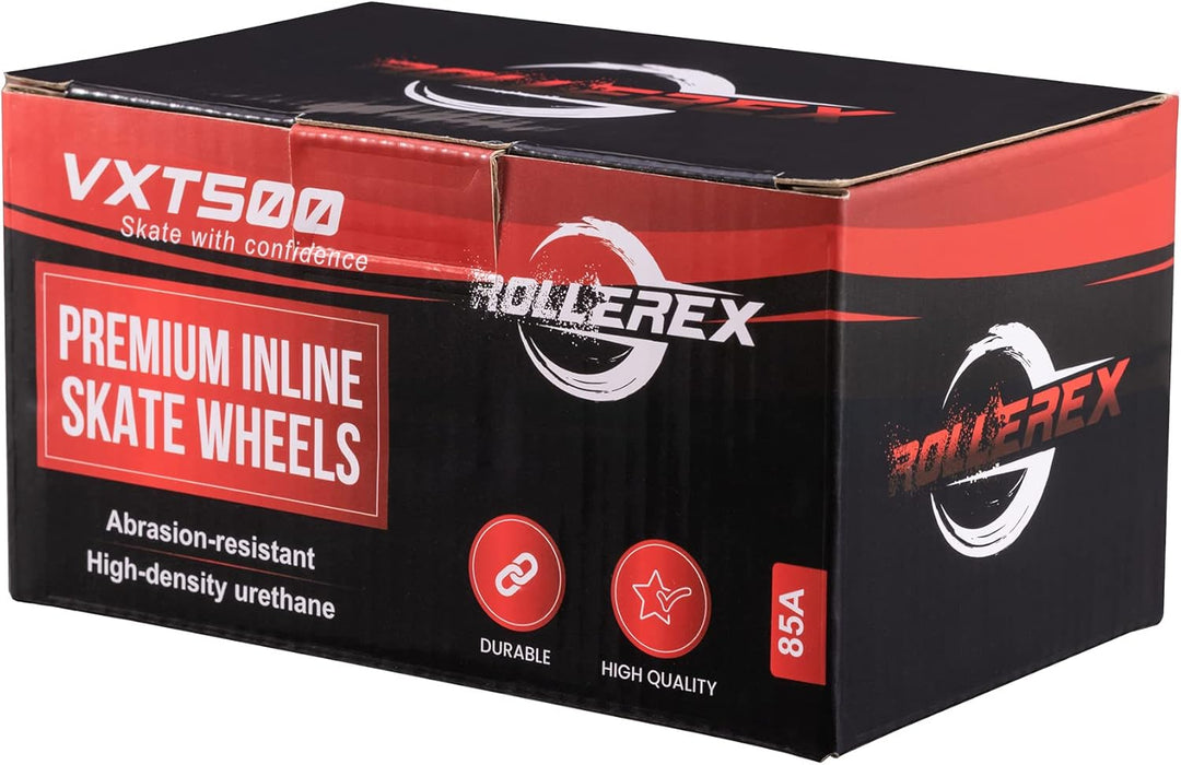 Rollerex VXT500 85A Inline Skate Wheels 8-Pack 72-80mm - 6 Colors