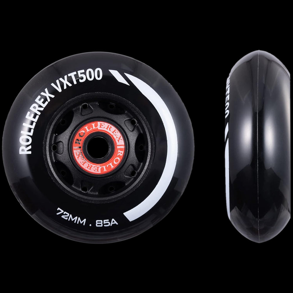 Rollerex VXT500 Inline Skate Wheels 4-Pack 80mm 85A - Optional Bearings