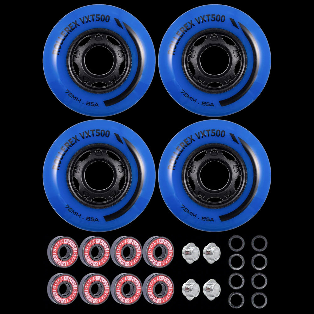 Rollerex VXT500 Inline Skate Wheels 4-Pack 80mm 85A - Optional Bearings