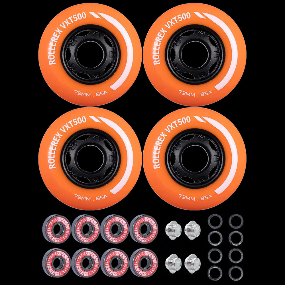 Rollerex VXT500 Inline Skate Wheels 4-Pack 80mm 85A - Optional Bearings
