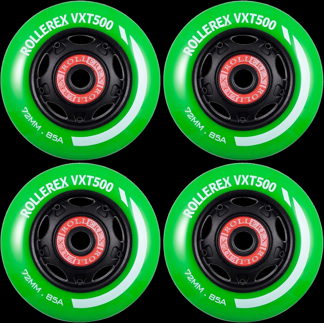 Rollerex VXT500 Inline Skate Wheels 4-Pack 80mm 85A - Optional Bearings