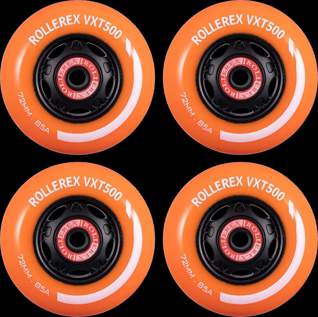 Rollerex VXT500 Inline Skate Wheels 4-Pack 80mm 85A - Optional Bearings