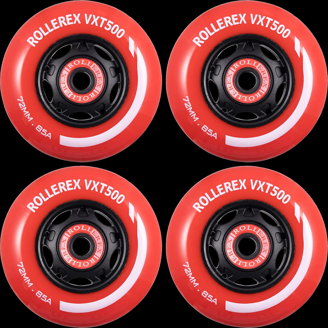 Rollerex VXT500 Inline Skate Wheels 4-Pack 80mm 85A - Optional Bearings