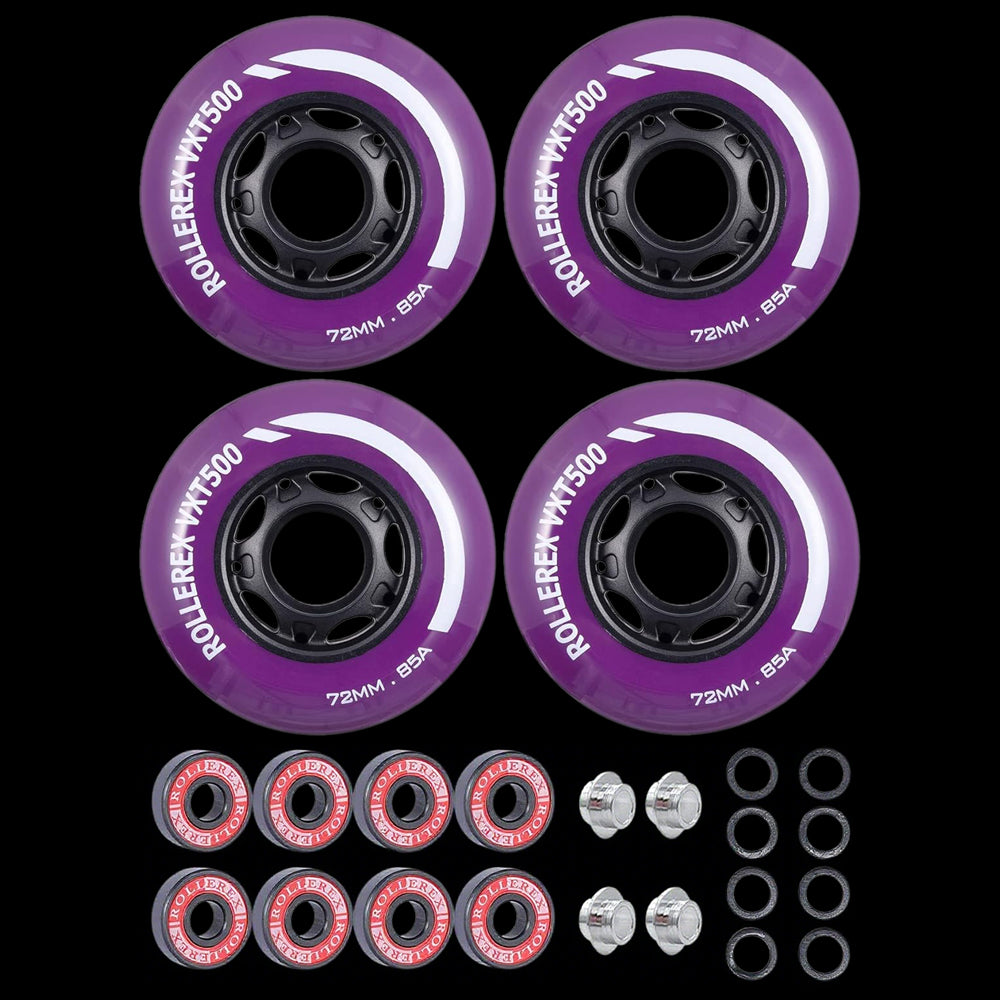 Rollerex VXT500 Inline Skate Wheels 4-Pack 80mm 85A - Optional Bearings