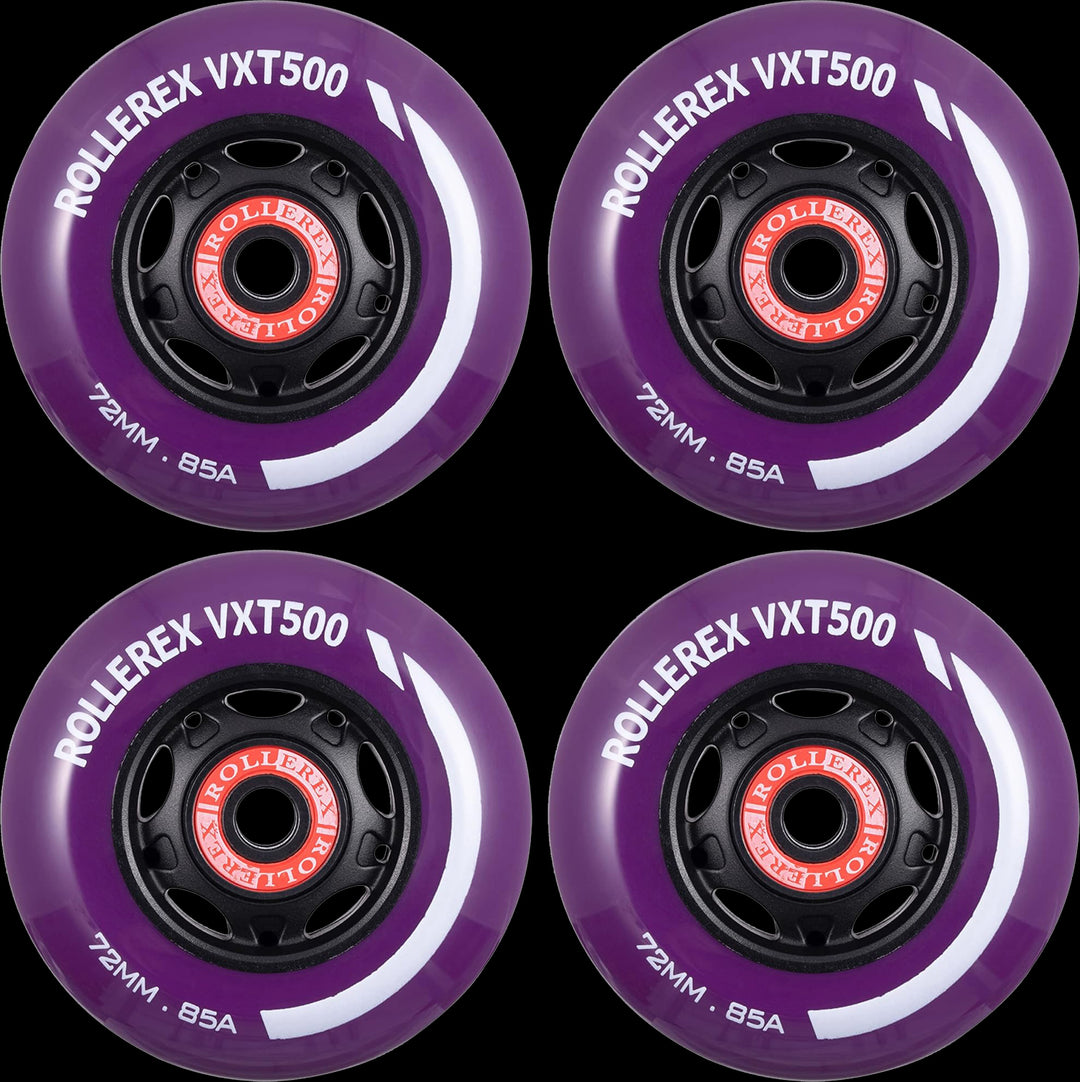 Rollerex VXT500 Inline Skate Wheels 4-Pack 80mm 85A - Optional Bearings