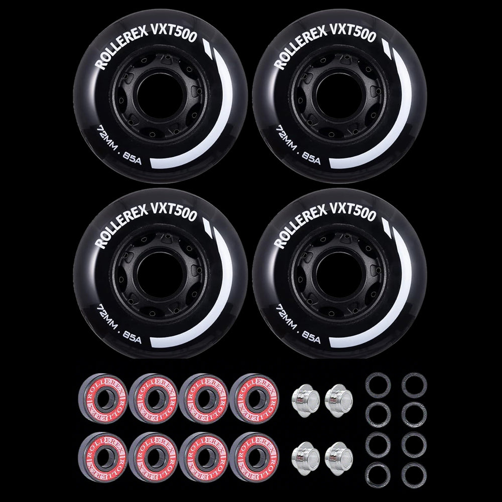 Rollerex VXT500 Inline Skate Wheels 4-Pack 80mm 85A - Optional Bearings