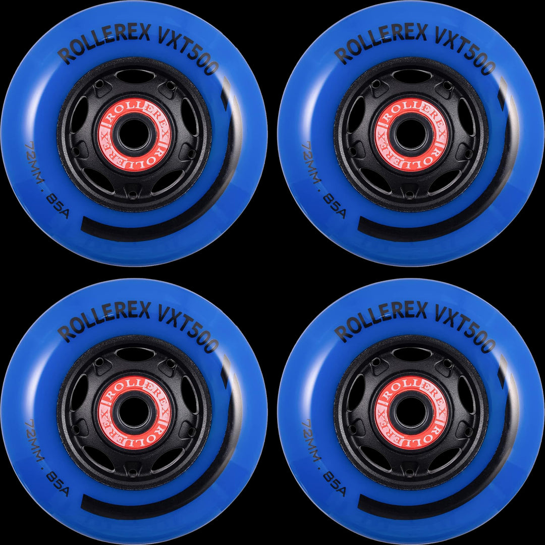 Rollerex VXT500 Inline Skate Wheels 4-Pack 80mm 85A - Optional Bearings