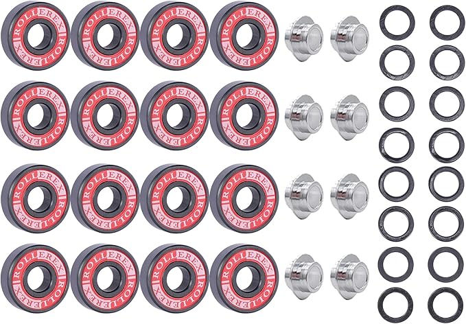 Rollerex VXT500 85A Inline Skate Wheels 8-Pack w/Bearings 72-80mm - 6 Colors