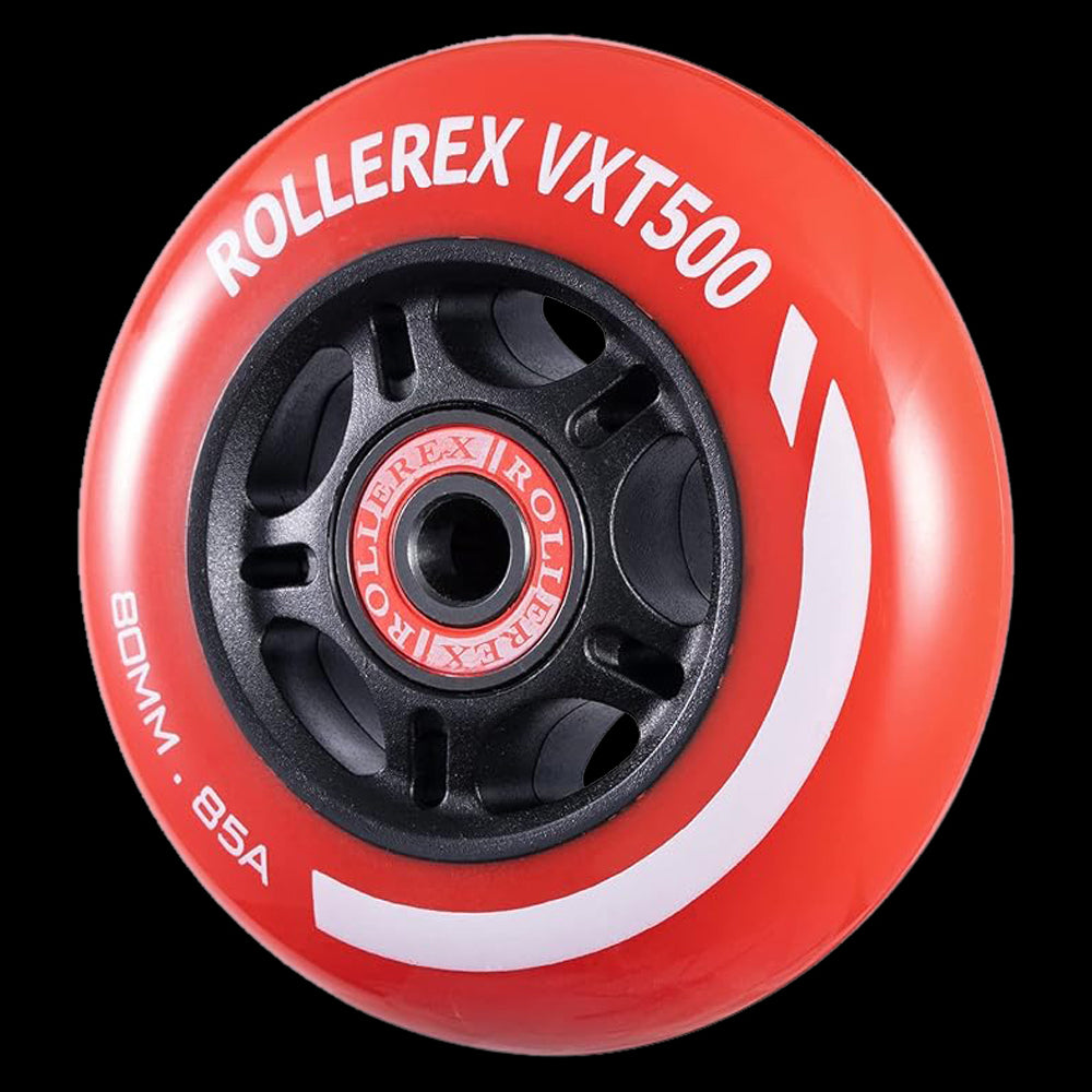 Rollerex VXT500 85A Inline Skate Wheels 8-Pack w/Bearings 72-80mm - 6 Colors