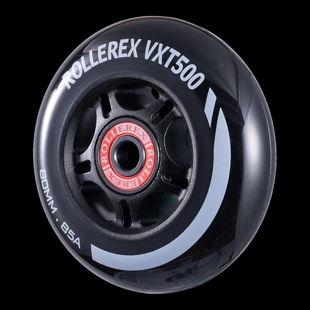 Rollerex VXT500 85A Inline Skate Wheels 8-Pack w/Bearings 72-80mm - 6 Colors
