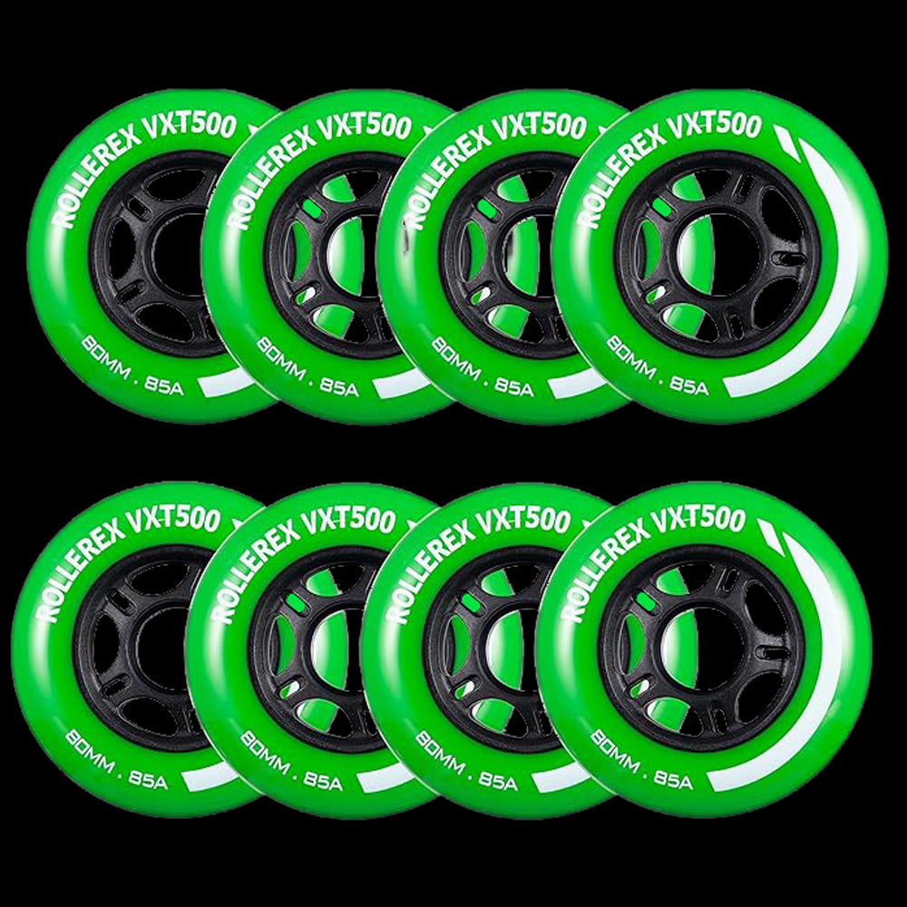 Rollerex VXT500 85A Inline Skate Wheels 8-Pack 72-80mm - 6 Colors